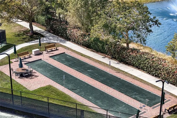 Aerial view of Bocce courts.