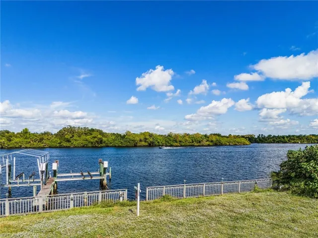 Dock area with boat lift,