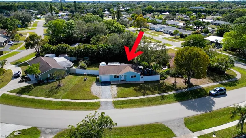 Aerial view of residential area