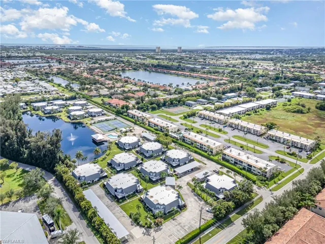 Bird's eye view of a nearby body of water