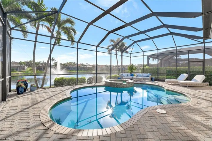Tranquil views of the lake and fountain