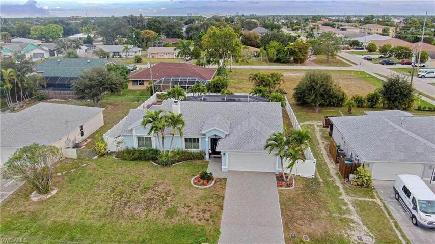Aerial perspective of suburban area