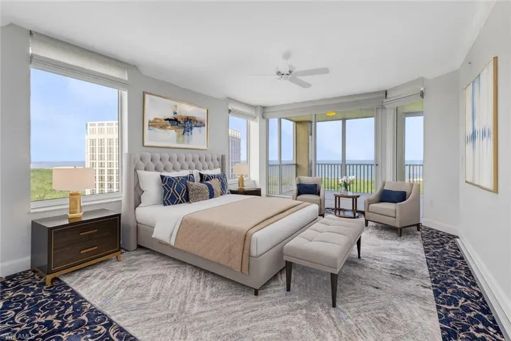 Virtually staged master bedroom