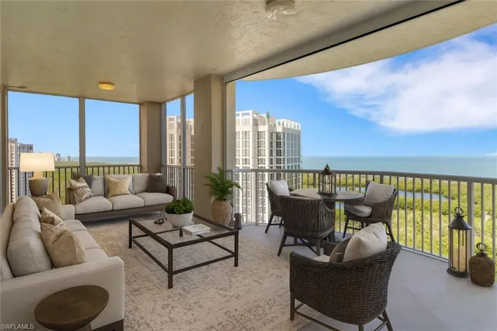 Virtually Staged Terrace with Gulf of America views