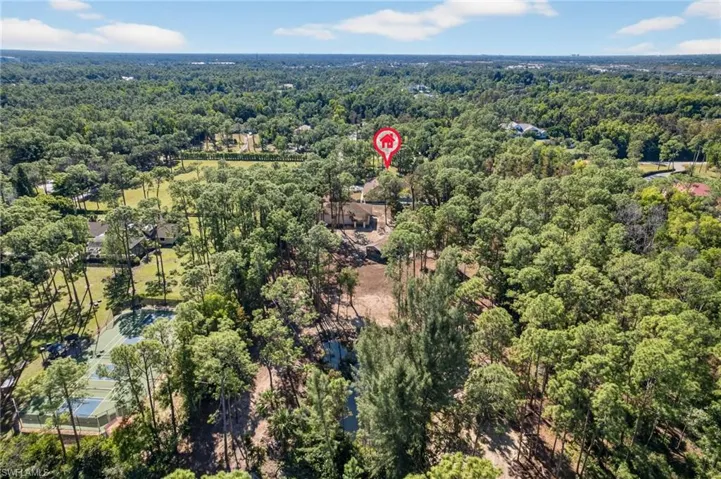 Bird's eye view of a heavily wooded area