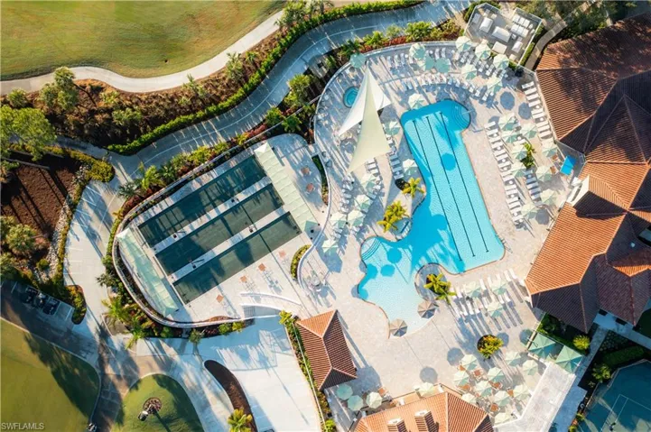 Aerial view of a pool area
