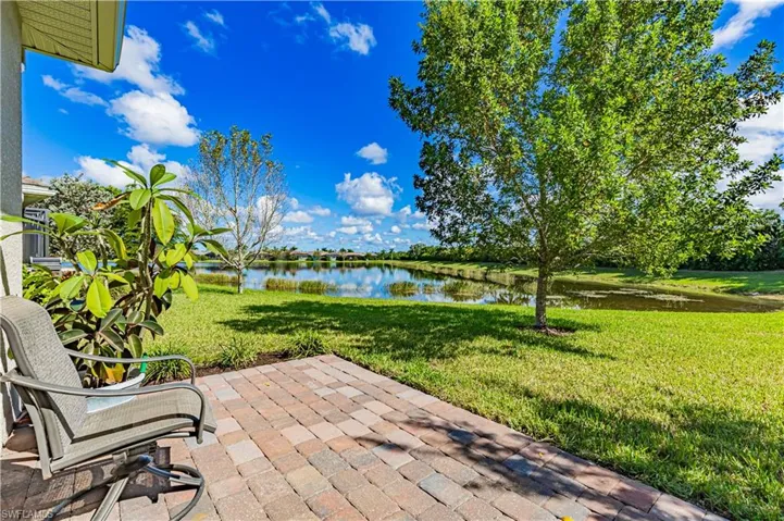 Extra Extended Patio with green space and water views