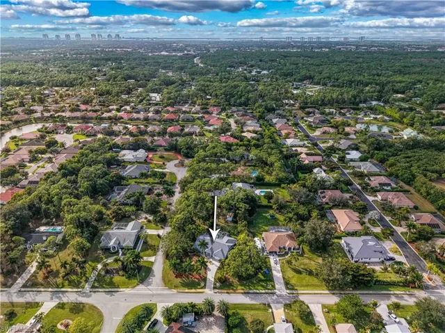 Aerial perspective of suburban area