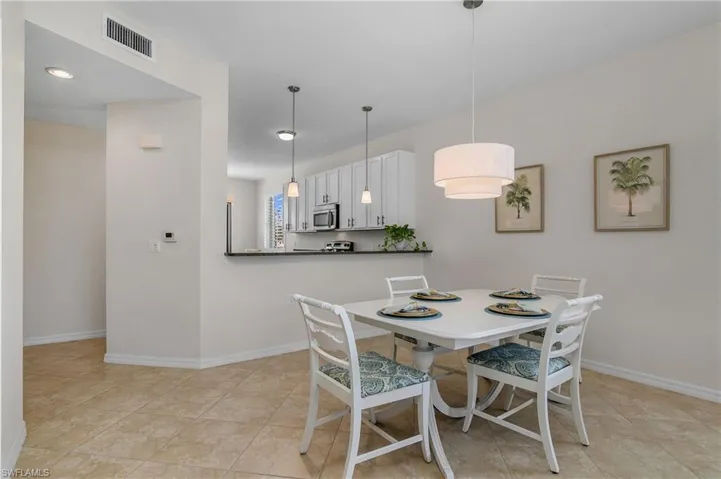 View of tiled dining space