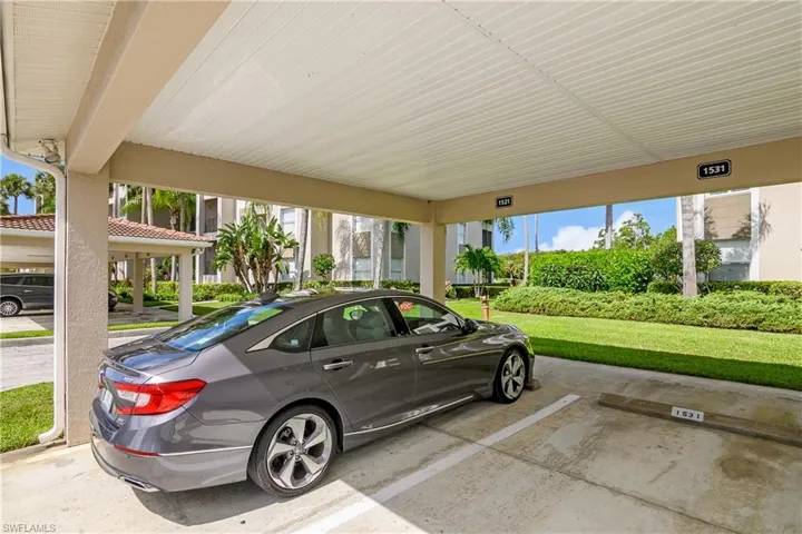 Assigned covered parking steps from the entrance