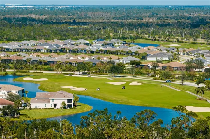 Aerial perspective of golf course & community