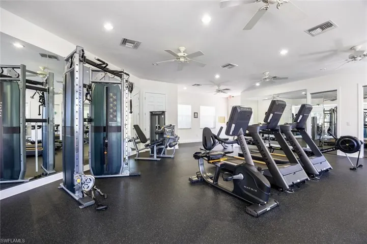 Gym featuring recessed lighting