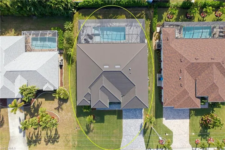 Drone / aerial view of a pool