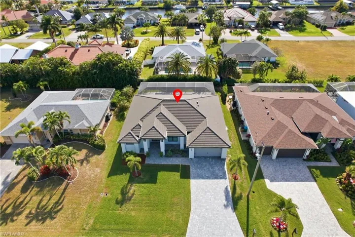 Aerial perspective of suburban area