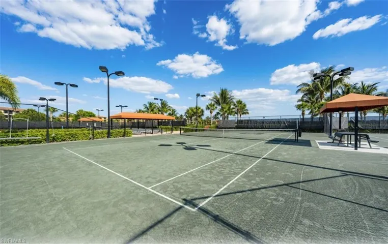 8 Har-Tru tennis courts with community basketball court and a gazebo