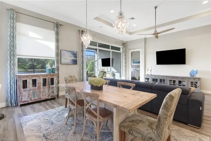Dining room and living room.