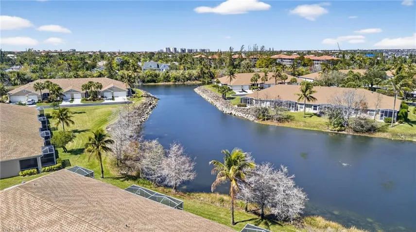 Bird's eye view of a nearby body of water