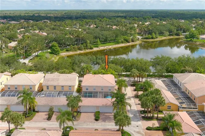 5361 Laughing Gull Ln. Bonita Springs FL 34135 - Lake view from the front balcony and porch, alley entry garage