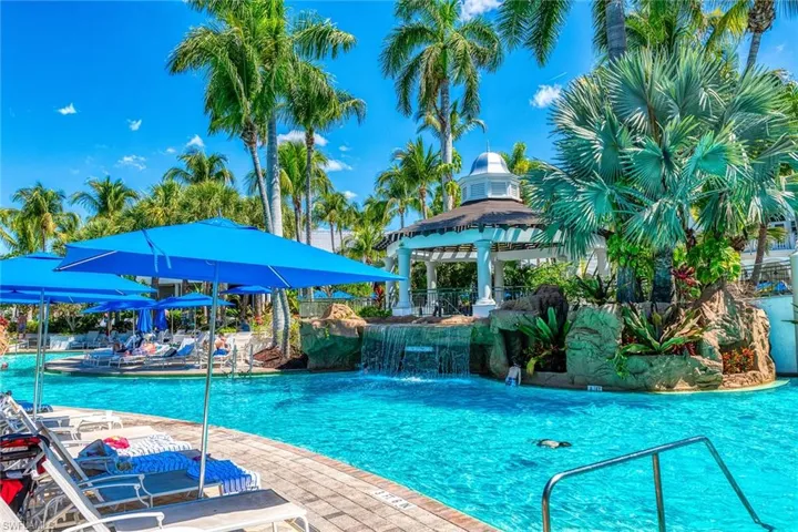 View of Clubhouse swimming pool with pool water feature