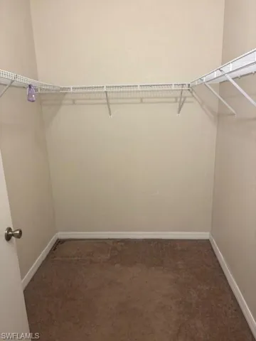 Walk in closet in Master featuring carpet flooring