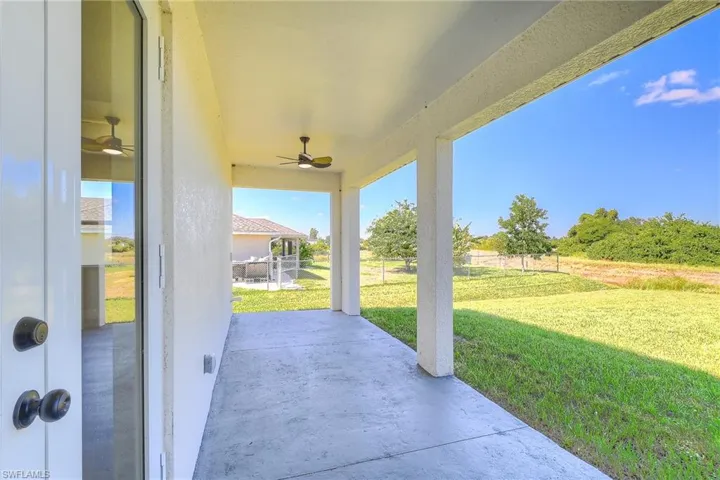 View of patio / terrace featuring a ceiling fan