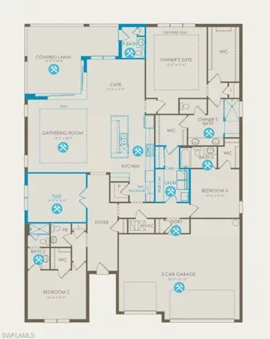 Floorplan with structural options.