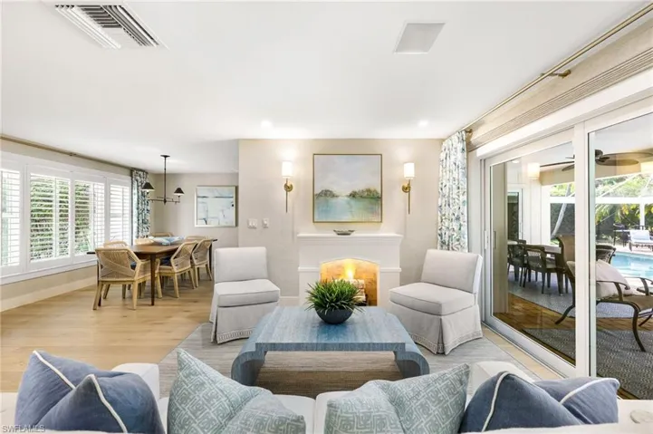 Living room featuring decorative fireplace