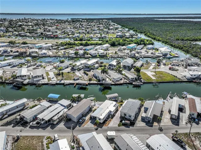 Aerial view of a large body of water