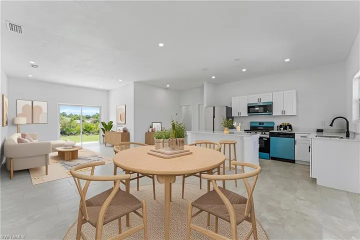 Dining room featuring recessed lighting