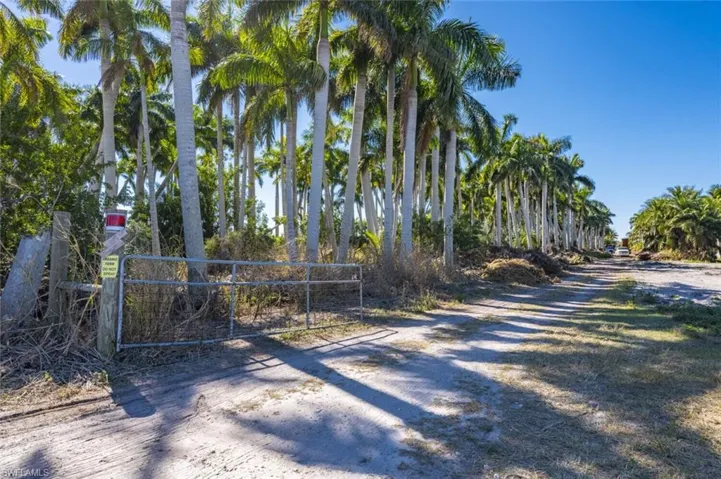 View of dirt / gravel road with a gate