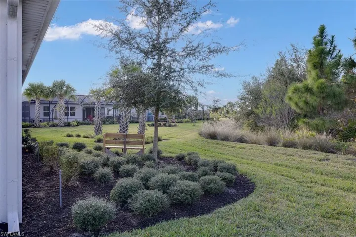 Beautiful view of the backyard showcasing the preserve.