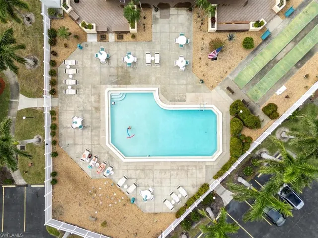 Bird's eye view of a pool area