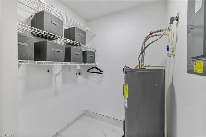 Utilities featuring electric water heater and electric panel