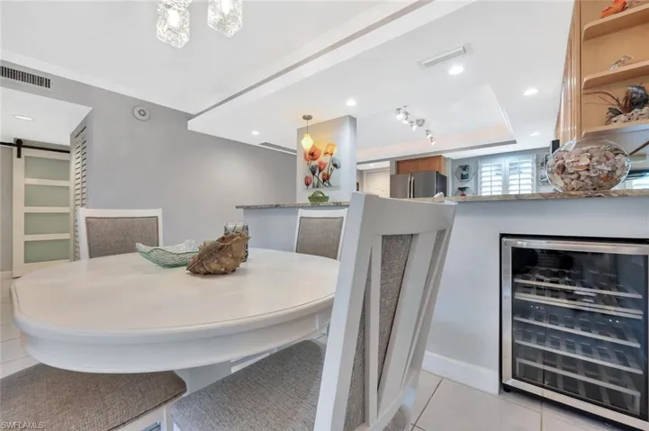 Casual dining with wine cooler at your finger tips