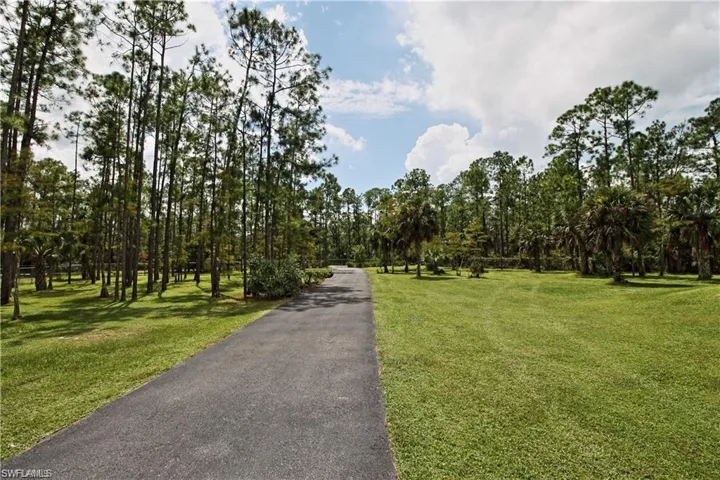 Beautiful entrance with long paved driveway and beautifully landscaped 2.73 acres that is 100% upland and cleared.
