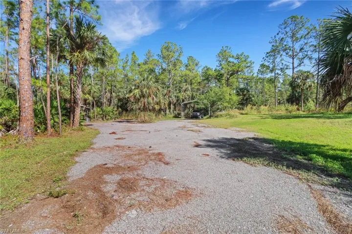 Large cleared space in the back of the lot with a shipping container and canopy to cover your RV or boat. There is also a raised area for a 40x60 workshop! Super private!