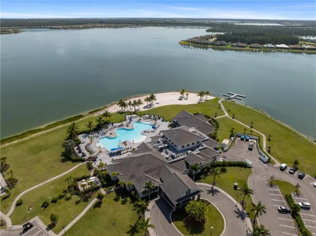 Community amenity area featuring a large lake