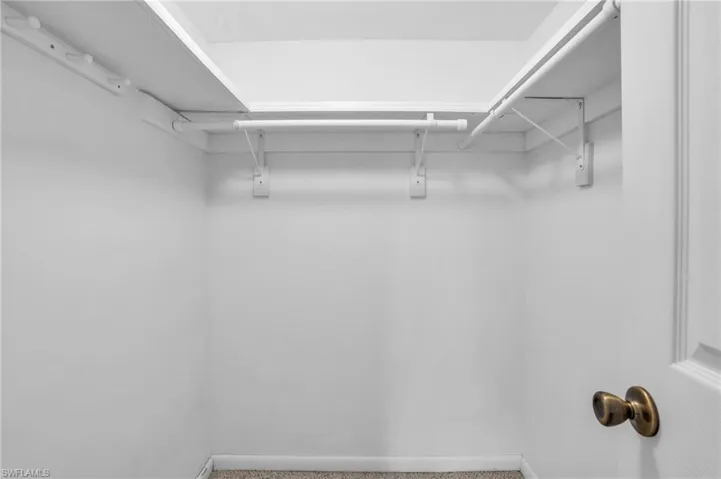 Walk in closet with carpet floors