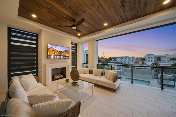 Covered Balcony with gas fireplace