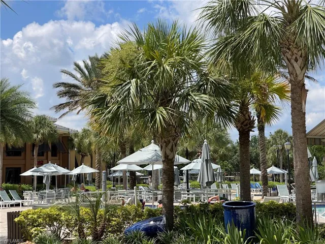 View of umbrellas at pool