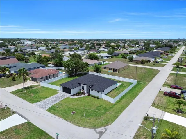 Aerial perspective of suburban area