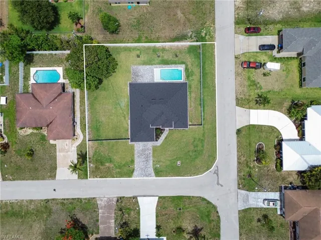 Drone / aerial view of a pool