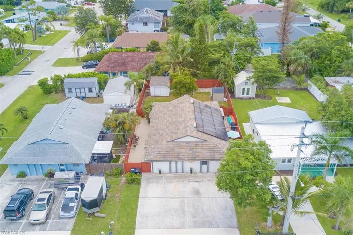 Aerial perspective of suburban area