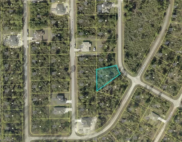 Aerial overview of property's location with property boundaries highlighted