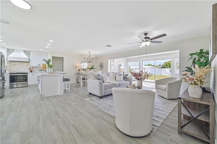 living room kitchen and dining
