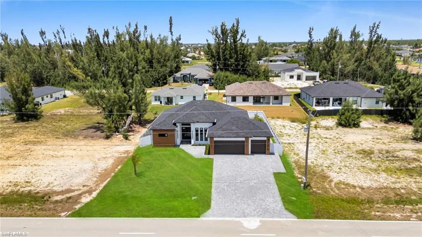 Aerial perspective of suburban area