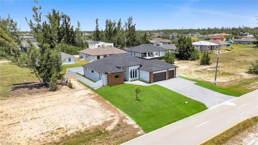 Aerial perspective of suburban area