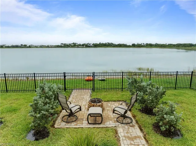 Enjoy the fire pit on the water at sunset