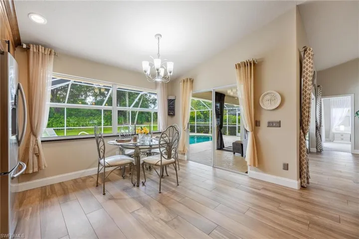 Breakfast nook overlooking the pool.