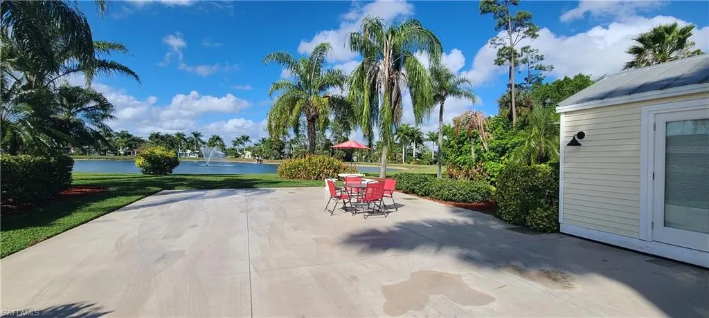 View of patio featuring a water view